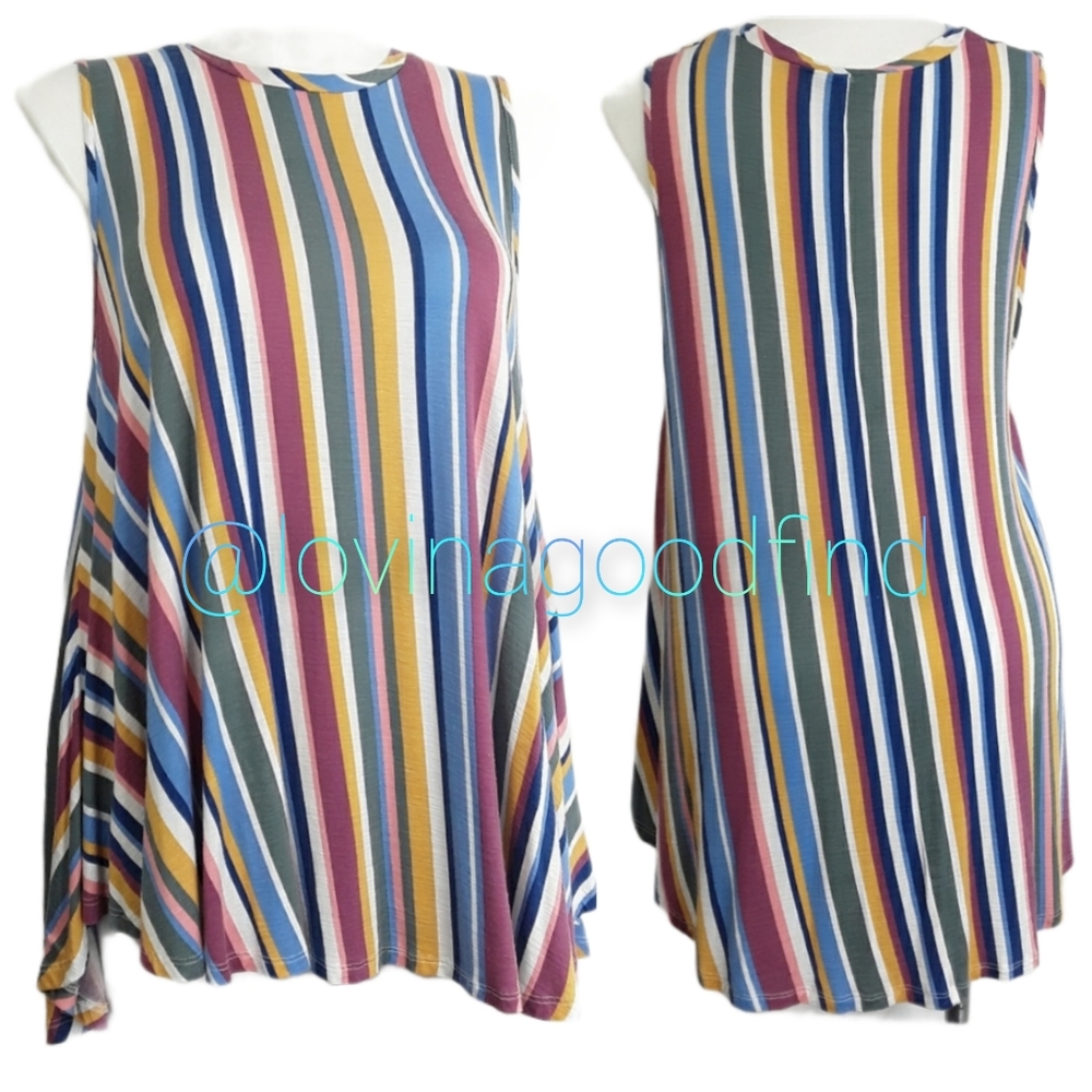Lane Bryant Striped High Neck Swing Tank Top EUC sz 22
